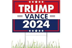 FLKIM Trump Vance 2024 Yard Sign Rally Handheld with H-Stakes,Double Sided 18x12 Inch Trump Vance Signs,Patriotic Design President Trump Vance Lawn Sign Outdoor