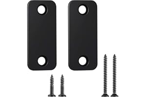 Blulu 2 Set Door Hole Cover Plate 1" x 2-1/4" Stainless Steel Door Strike Filler Plate Latch Filler, Increase Home Security on Entry (Black)