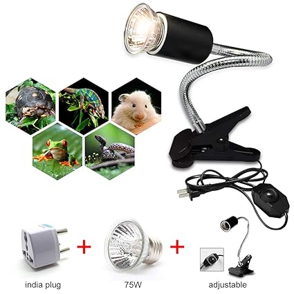 Outgeek UV Heat Bulb 220V 75W Reptile Lamp Pet Heat Light with Holder Power Adapter