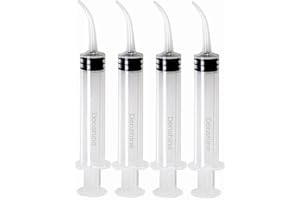 Denshine® 4pcs 12CC Disposable Dental Irrigation Syringe with Curved Tip