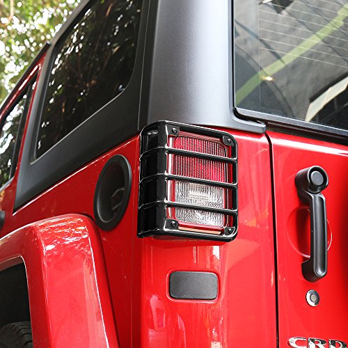 JeCar Jeep Tail Light cover Black Rear Euro Tail Light Guard Protector for 2007-2017 Jeep Wrangler JK & Unlimited - Thumbnail 7