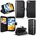 Cellularvilla Wallet Case for BLU Life Play L100A Carbon Fiber Black Pu Leather Wallet Card Flip Open Pocket Case Cover Pouch