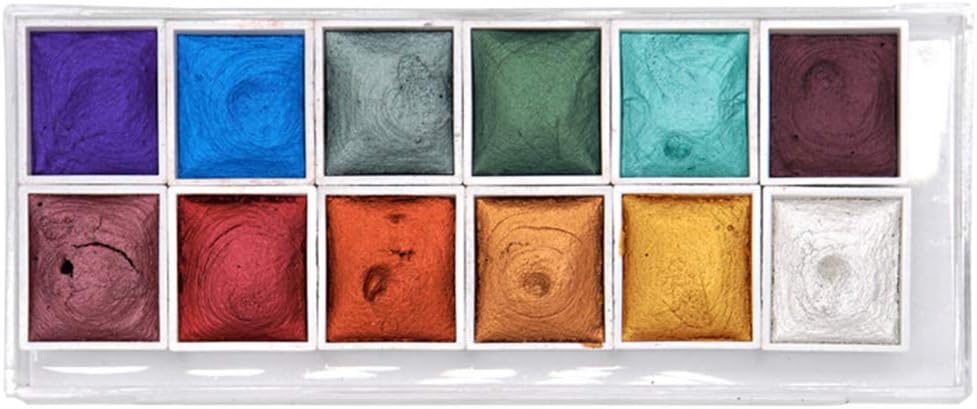 Urstory1 Watercolour Paint Set, 12 Colors Professional Watercolor Kit, Metallic Glitter Art Supplies For Artists