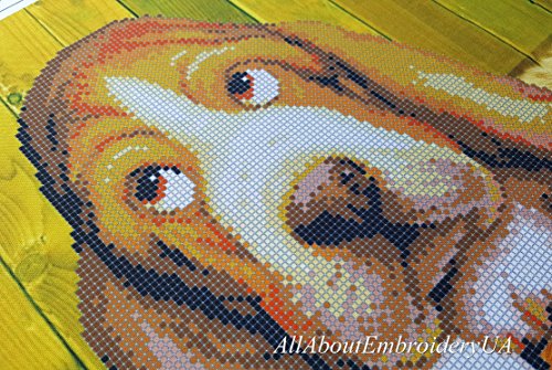 image for AllAboutEmbroideryUA Bead Embroidery Needlepoint kit Basset Hound Bead