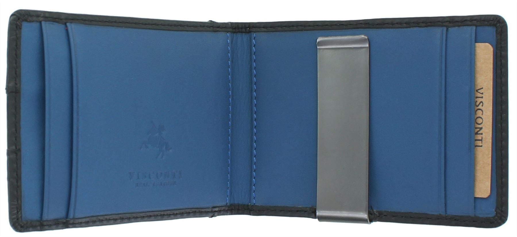VISCONTI Slim Collection Chisel Leather Wallet RFID Blocked Tap and Go VSL57 Black/Cobalt