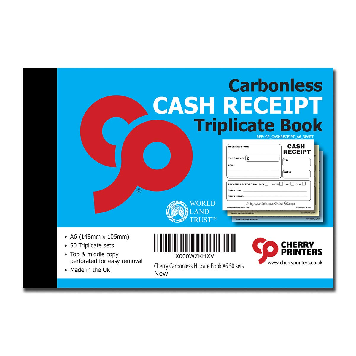 Cherry Printers Cash Receipt A6 NCR Duplicate/Triplicate (A6 Triplicate)