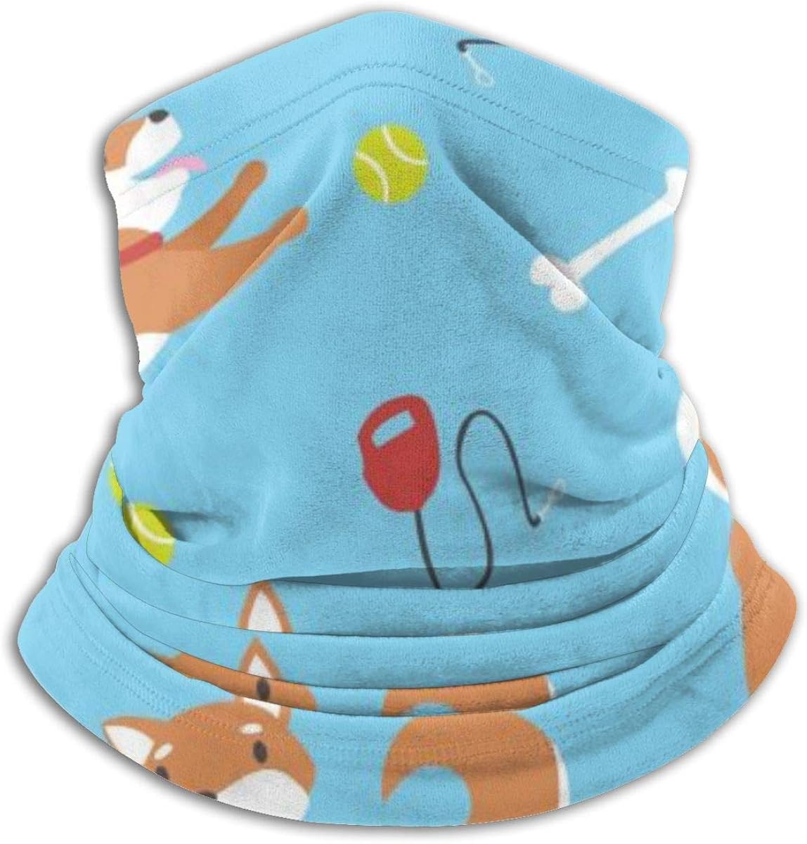 N / A Neck Warm Gaiter Cute Dogs Pattern Universal Neck Scarf