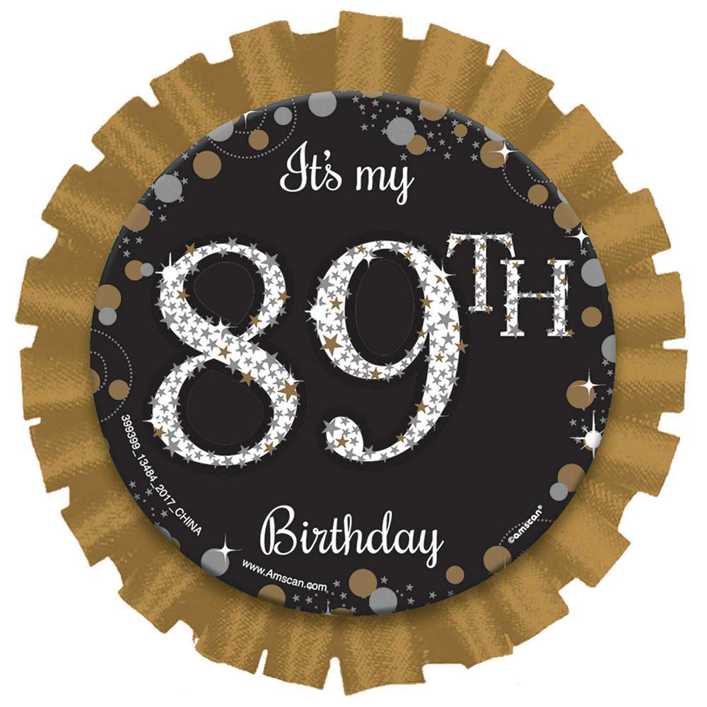 Amscan 399399 - Gold Sparkling Celebration Add-an-Age Rosette Badge includes Number & Letter Stickers for 1st to 100th