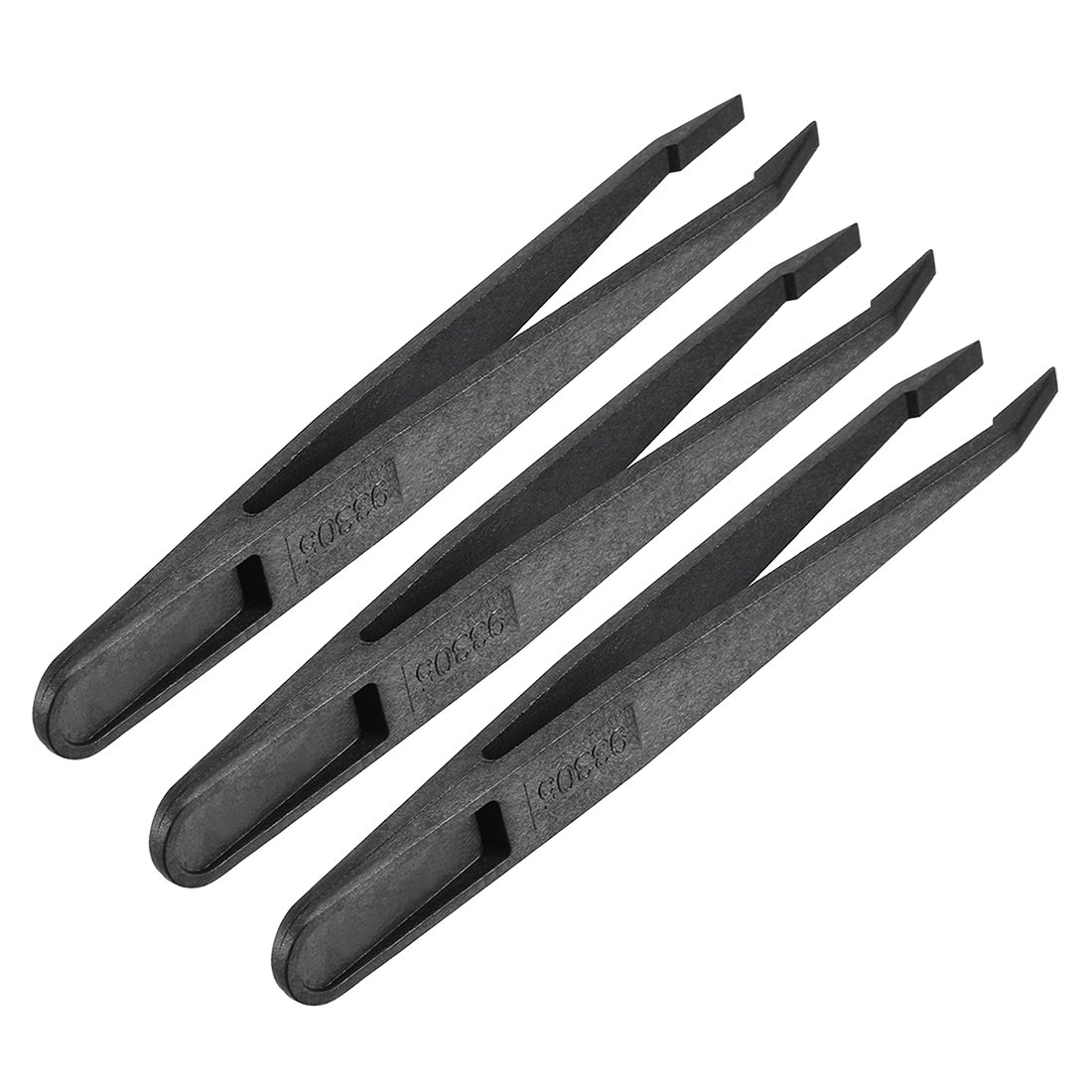Sourcingmap Plastic Anti-Static Tweezers, Precision Slant Tip for Jewelry Craft DIY Beauty Electronics Repair Tool Black 3 Pcs