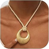 JAVARNV Boho Pendant Necklace for Women Chunky Gold Necklace Large Circle Pendant Statement Jewelry Trendy Gifts