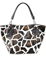 FASH Limited Giraffe Print Faux Leather Tote Shoulder Handbag,Brown,One Size