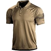 H HYFOL Short Sleeve Polo Shirts for Men Graphic Stretch Casual American Patriotic Raglan Golf Polos for Men