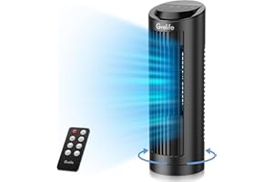 Grelife 13" Bladeless Tower Fan, 3 Speeds, 4 Wind Modes, Touch & Remote Control,Quiet Operation and 12-Hour Timer -Ideal for Home Office Bedroom