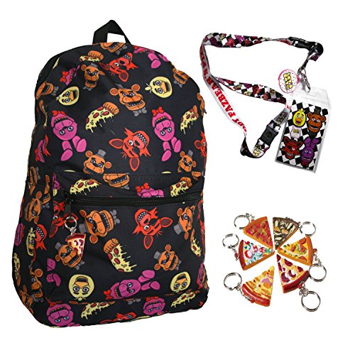 Fnaf five nights at freddy s 17 large backpack with lan…