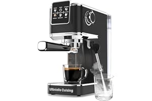 URintells Cuising Espresso Machine 20 Bar,Touch Screen Espresso Maker with Steam Milk Frother,Stainless Steel Coffee Machine for Cappuccino Latte Americano Cold Brew,1350W Fast Heat Up System,Black