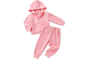 Happy Town Baby Clothes for Girls Boys Solid Color Half-Zip Sweatshirt and Sweatpants Outfits Set Fall Toddler Sweatsuit