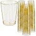 Glitter Disposable Cups | 10 oz. 50 Pack | Clear Plastic Cups | Gold Glitter Plastic Party Cups | Disposable Plastic Wine Glasses for Parties | Plastic Cocktail Glasses | Wedding Holiday Tumblers