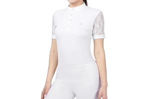 Harrison Howard Short Sleeve Lace Top Show Shirt Breathable with Graceful Back Lace Rider Top