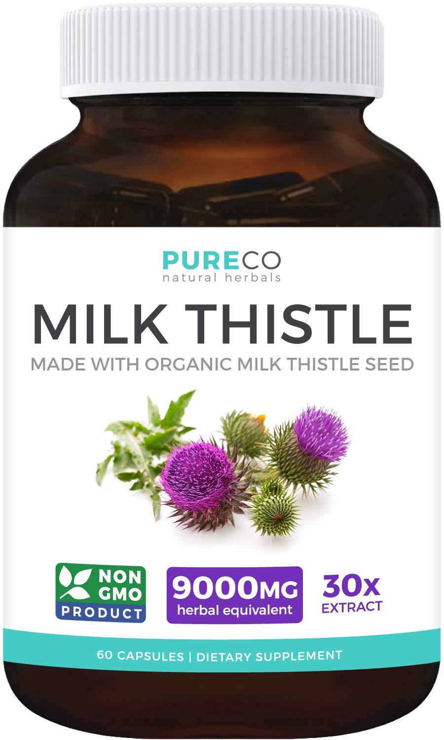Organic Milk Thistle Extract (80 Silymarin) SuperConcentrated for 9,000mg of Milk Thistle Seed