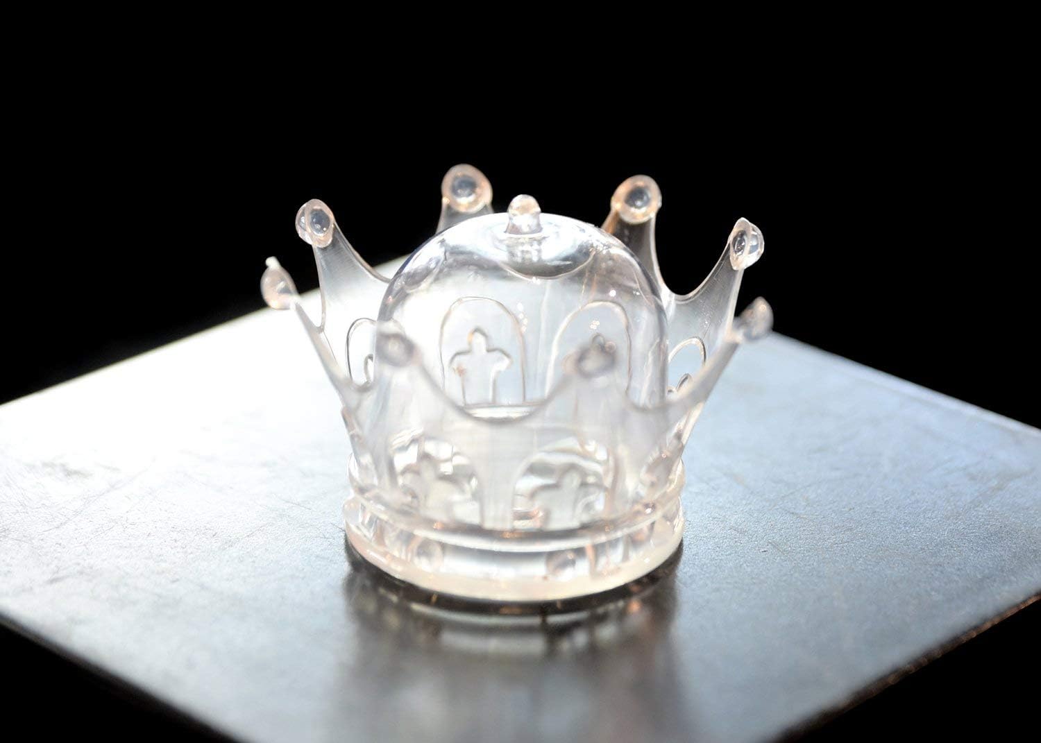 Clear Plastic Mini Dome with Crown Design Party Decoration Favor Box (12 Sets) For Wedding, Baby Shower, Mis Quince