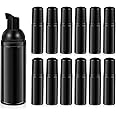 ASEVAT 12 Pcs Empty Foam Pump Bottle, 2 oz Travel Foaming Soap Dispenser, Lash Shampoo Bottle for Hand Soap, Lash Cleanser, Shampoo (Black)