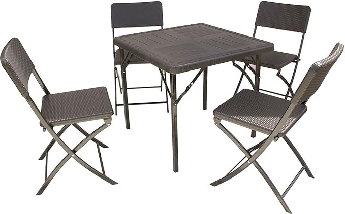 Amazon.de: Gartenmöbel Tisch mit 4 Stühlen, Kunststoff, wetterbeständig