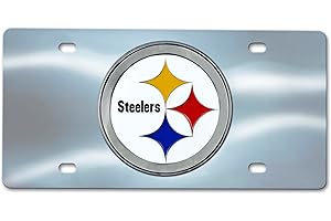 FANMATS 24532 Pittsburgh Steelers Stainless Steel Front License Plate with Large 3D Molded Team Metal Emblem , 6"x12"