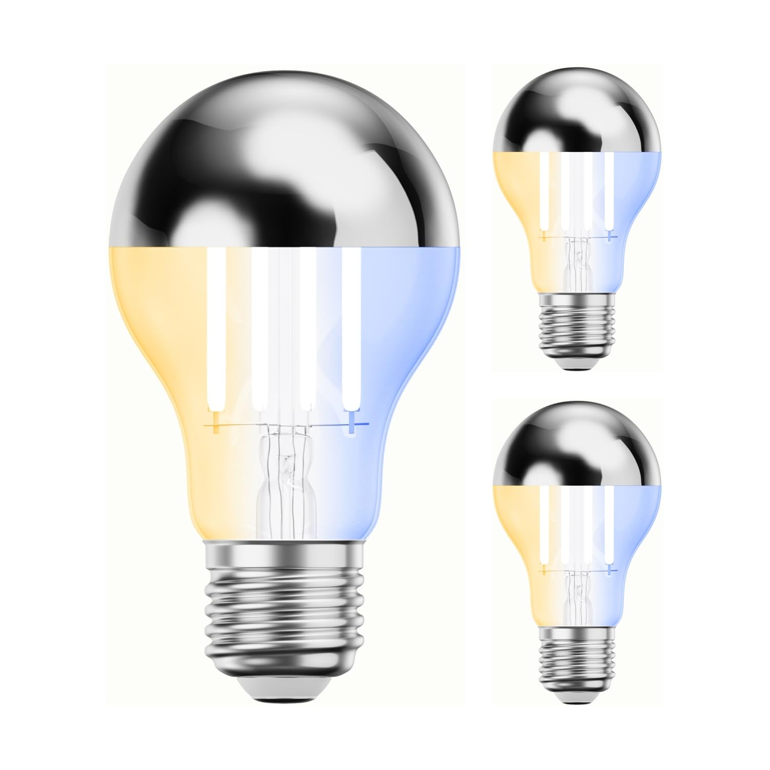 ledscom.de 3 Pieces E27 LED Bulb, A60, Warm White - Cool White (2700-7000 K), 4.8 W, 486lm, Smart Home, WLAN, Alexa, Head Mirror (Silver) — image 1