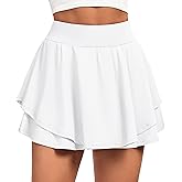 IUGA Tennis Skirt Pleated Skorts for Woman Double Ruffle Golf Skirts for Women Skort with Pockets Tummy Control Athletic