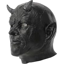 Amazon.com: Scary Devil Mask Demon Mask Realistic Black Horror ...