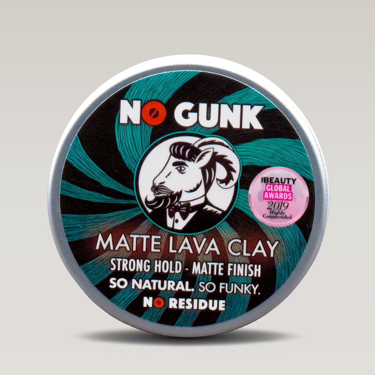 NO GUNK 100% Natural Hair Styling Clay For Men - Strong Hold - Matte Finish - Natural & Organic Ingredients - Matte Lava Clay (Unscented, 50g)
