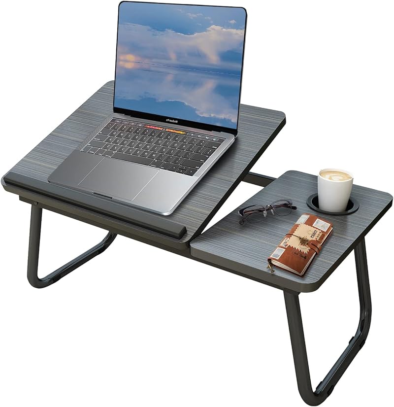 HOFLERA Laptop Desk Bed Tray with Foldable Legs Cup Slot Reading Holder