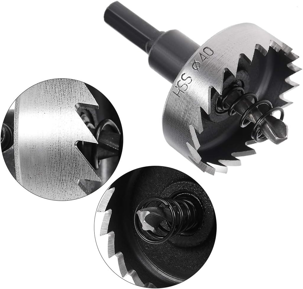 sourcingmap 40mm High Speed Steel HSS Drill Bit Hole Saw Cutter for Metal Alloy Wood, Black, Silver - Image 5