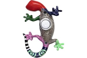 Waterwood Hand Painted Gecko Doorbell - Wired & Illuminated Push Button Cast in Durable Polyresin