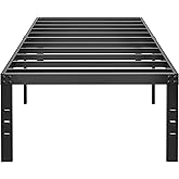 HOBINCHE 18 Inch Metal Twin Bed Frame No Box Spring Needed - Easy Assembly Heavy Duty Noise Free Narrow Bedframes - Single Black Basic Steel Slats Platform with Storage