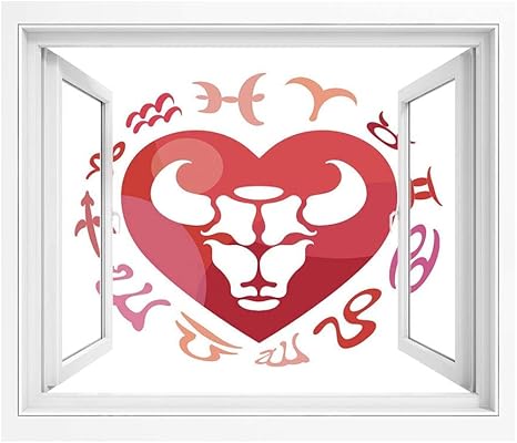 Amazon おうし座 絵画風 Pvc壁紙ポスター 150x1 Cm ゾディアックサイン雄牛の人格西洋占星術人間のキャラクター神秘的な印刷装飾 窓の景色 目の保養 癒し 気分転換 ダークコーラルホワイト ウォールステッカー オンライン通販