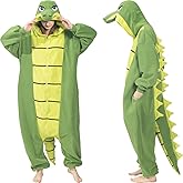 CUTTUECD Alligator Crocodile Adult Onesie - Halloween Costume - Cozy Animal Pajamas One-Piece Cosplay Suit for Women and Men