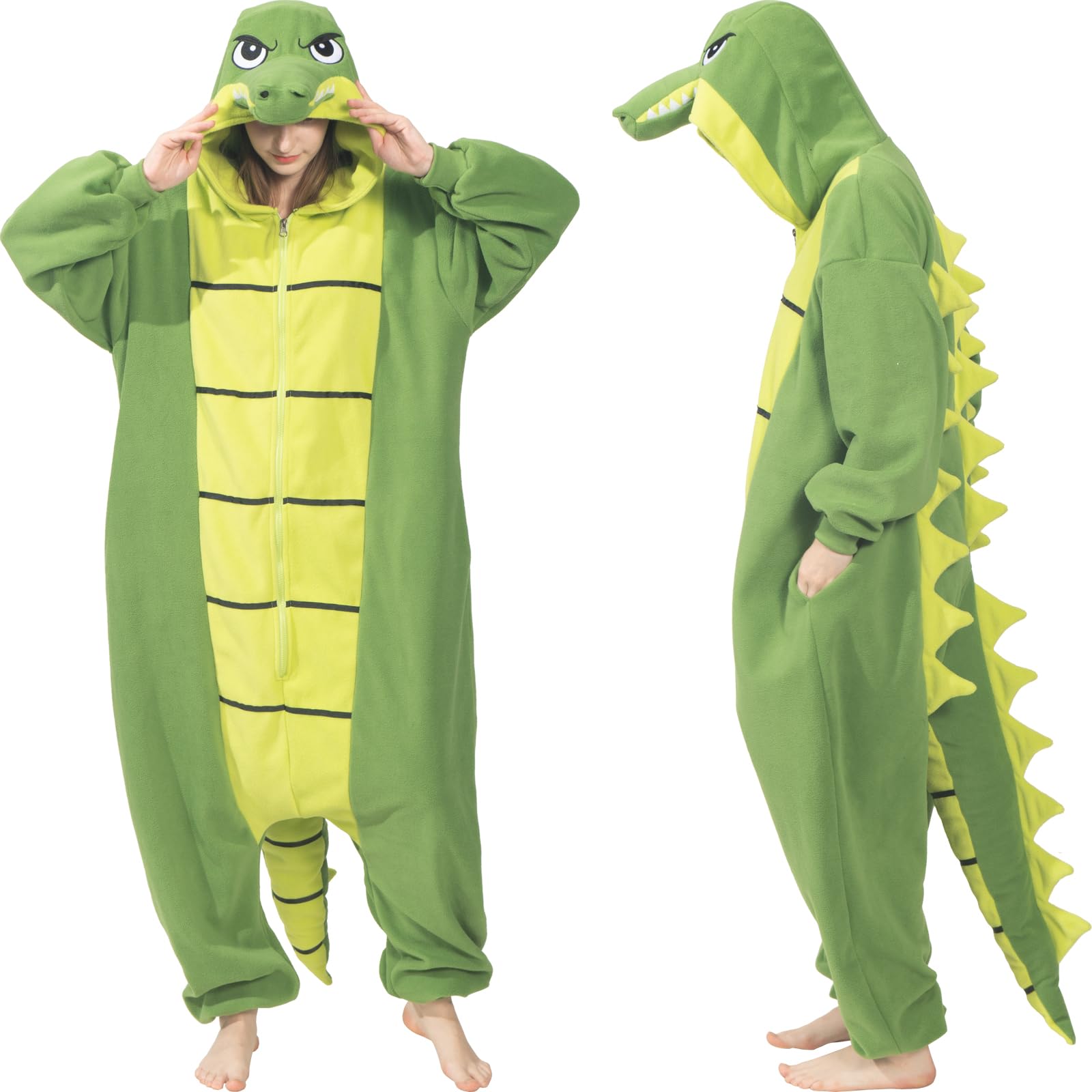 Photo 1 of Alligator Crocodile Adult Onesie - Halloween Costume - Cozy Animal Pajamas One-Piece Cosplay Suit for Women and Men