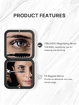 OMIRO Compact Mirror 1X/10X Magnification, Travel Foldable Pocket Mirror, Black view 6
