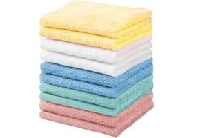 Puomue 10 Pack Microfiber Coral Fleece Washcloths, Ultra Absorbent and Soft Face Towel, 11.8" X 11", Perfect Wash Cloths for Bathroom, Gym, Travel, Spa and Makeup