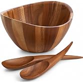 nambe Gourmet Harmony 3 Piece Wooden Salad Bowl Set | Big 12-Inch Salad Bowl with Serving Utensils | Acacia Wood Salad Tosser and Fruit Bowl | Housewarming Gift | Designed by Wei Young