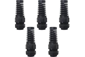 Cable Gland Spiral, Otdorpatio 5 Pack NPT 3/4" IP68 Waterproof Cord Grip Spiral Strain Relief Adjustable 12-18mm Plastic Cable Connectors Nylon Joints with Lock Nut and Gaskets