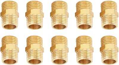 Hilitand 10x Brass Hex Nipple 1/4 BSP Male to 1/4 BSP Reducing Pipe Quick