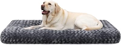 KSIIA Extra Large Dog Bed Calming 105x70x9 cm Non-Skid Dark Grey