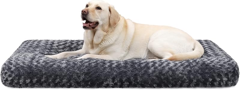KSIIA Extra Large Dog Bed Calming 105x70x9 cm Non-Skid Dark Grey
