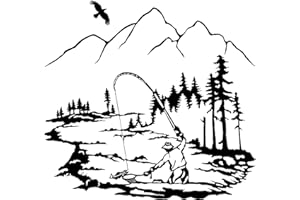 CAPTIVE DECALS River Fishing 2 pcs 4 Inch Black Fused Glass Decals