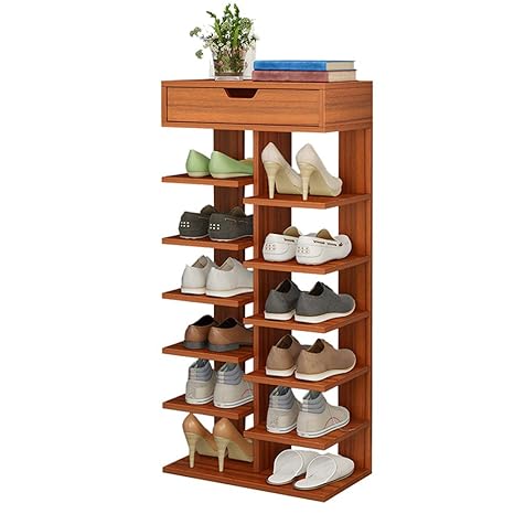 Tzamli Wooden Shoe Rack Vertical Design Entryway Shoes Storage