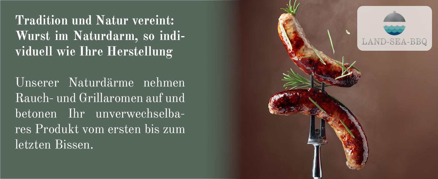 Schweinedarm 28/30 mm 18 Meter in Premiumqualität 1A getubed auf Röhrchen von LAND-SEA-BBQ. Ideal für die Herstellung selbstgemachter Würstchen. 7