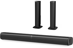 Wohome 2.2 Sound Bar for TV with Built-in Subwoofers, 32 Inches Detachable Soundbar Speaker, Bluetooth 5.3/Optical/AUX/USB Connection (Black)