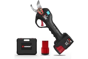 KOMOK Cordless Electric Pruning Shears with LED, 2 Rechargeable Battery Powered Tree Pruner Fruit Tree Branches Cutter, 25mm/1" Cutting Diameter, 6-8 Working Hours Good for Arthritis Hands